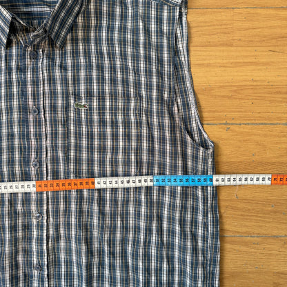 Chemise sans manches Lacoste à carreaux bleu gris – Taille XL