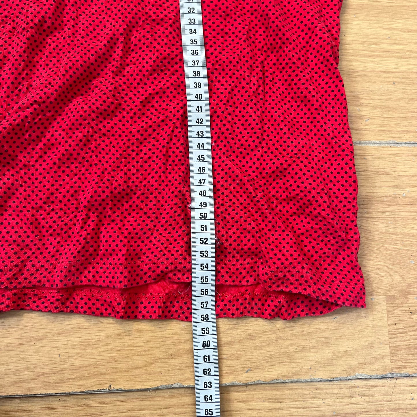 T-shirt col V à pois rouge et noir - Tommy Hilfiger - Taille S
