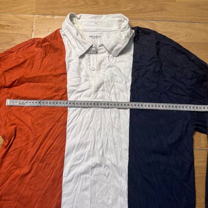 Polo manches longues bleu blanc orange - Arizona- Taille L