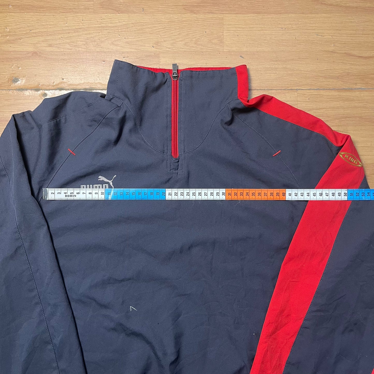 Pull quarter-zip gris et rouge - Puma - Taille XL