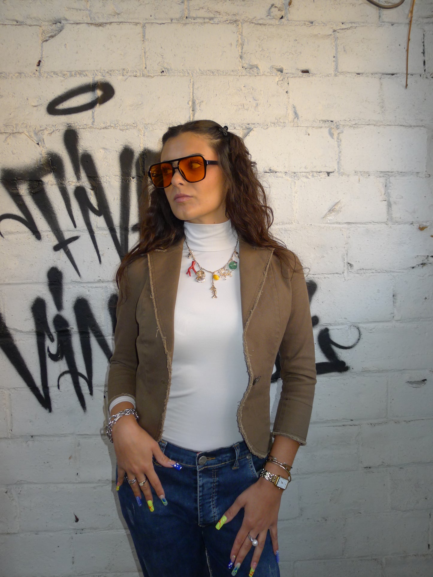 Veste en denim vert sauge foncé – BY SARLOTTE