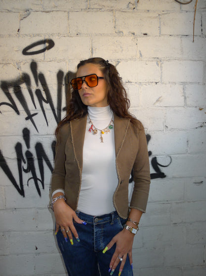 Veste en denim vert sauge foncé – BY SARLOTTE