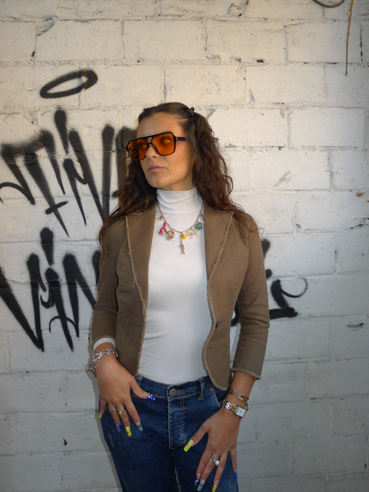 Veste en denim vert sauge foncé – BY SARLOTTE