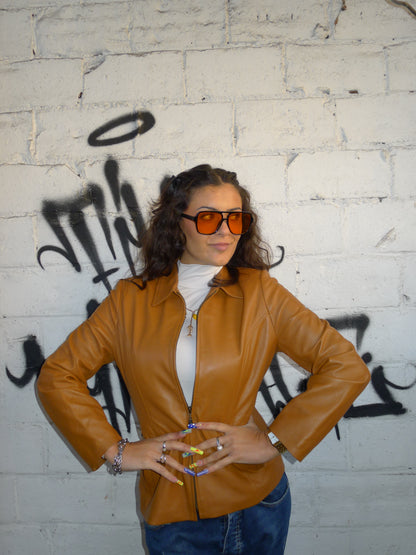 Veste en cuir marron foncé – BY SARLOTTE
