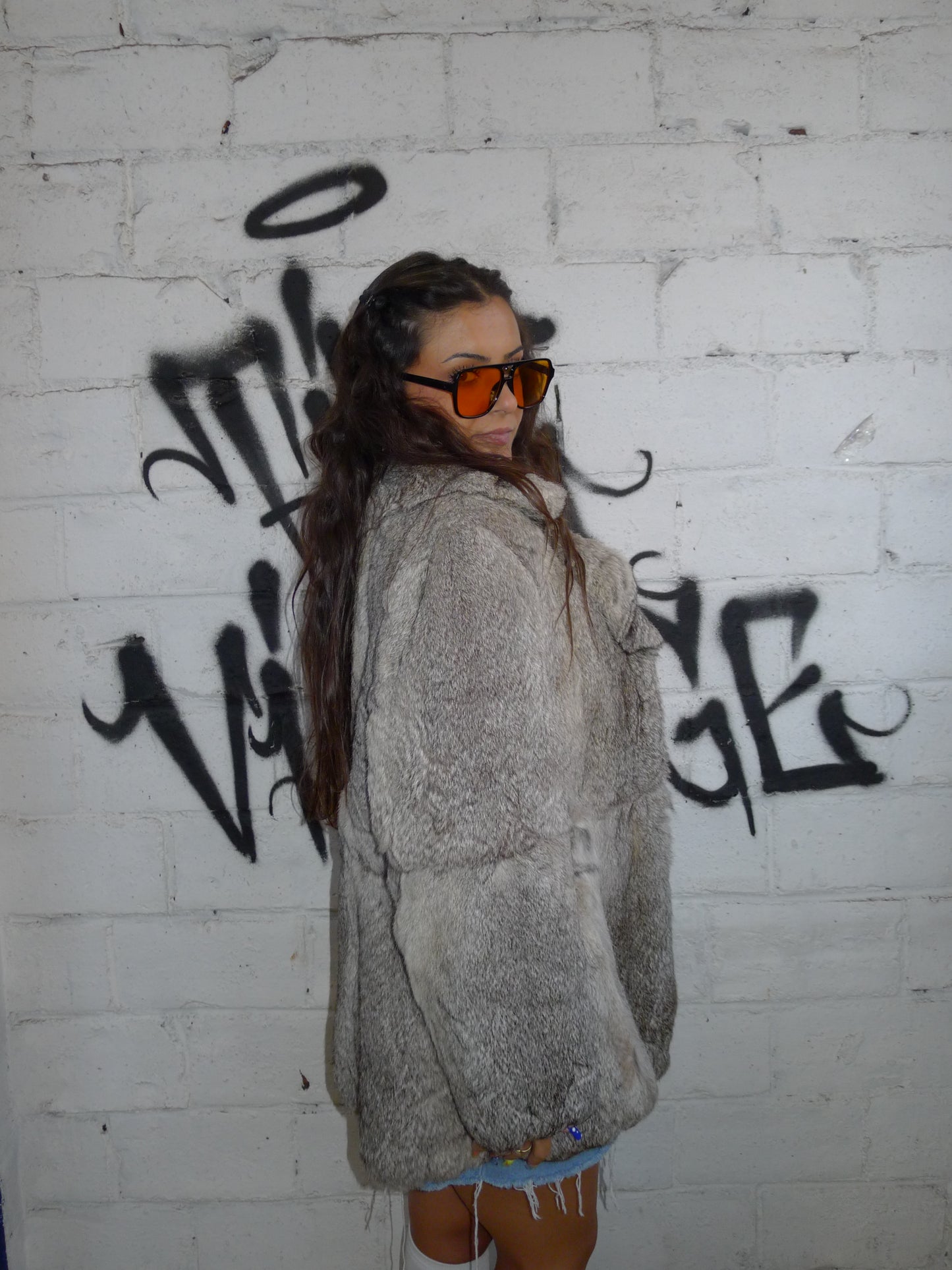 Veste en fourrure grise – BY SARLOTTE