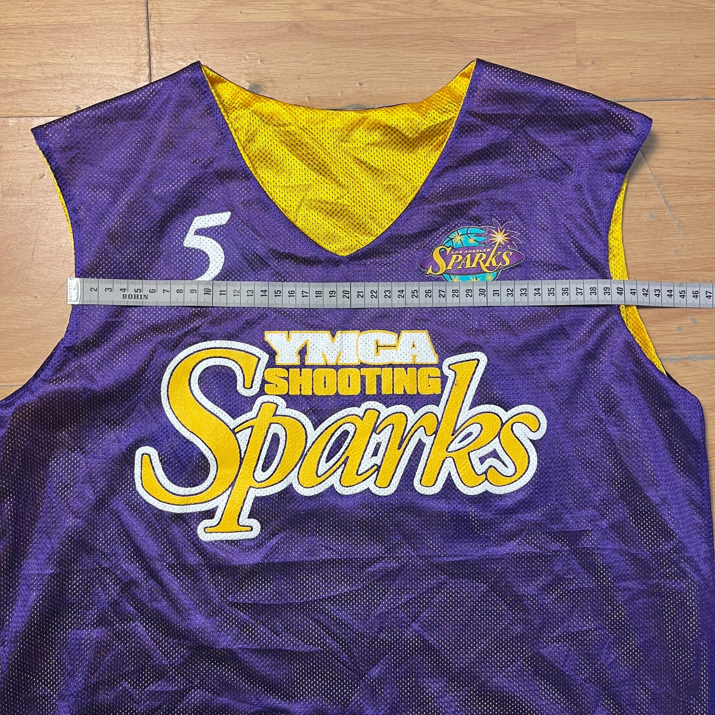 Maillot de basketball violet et jaune YMCA – Taille – L