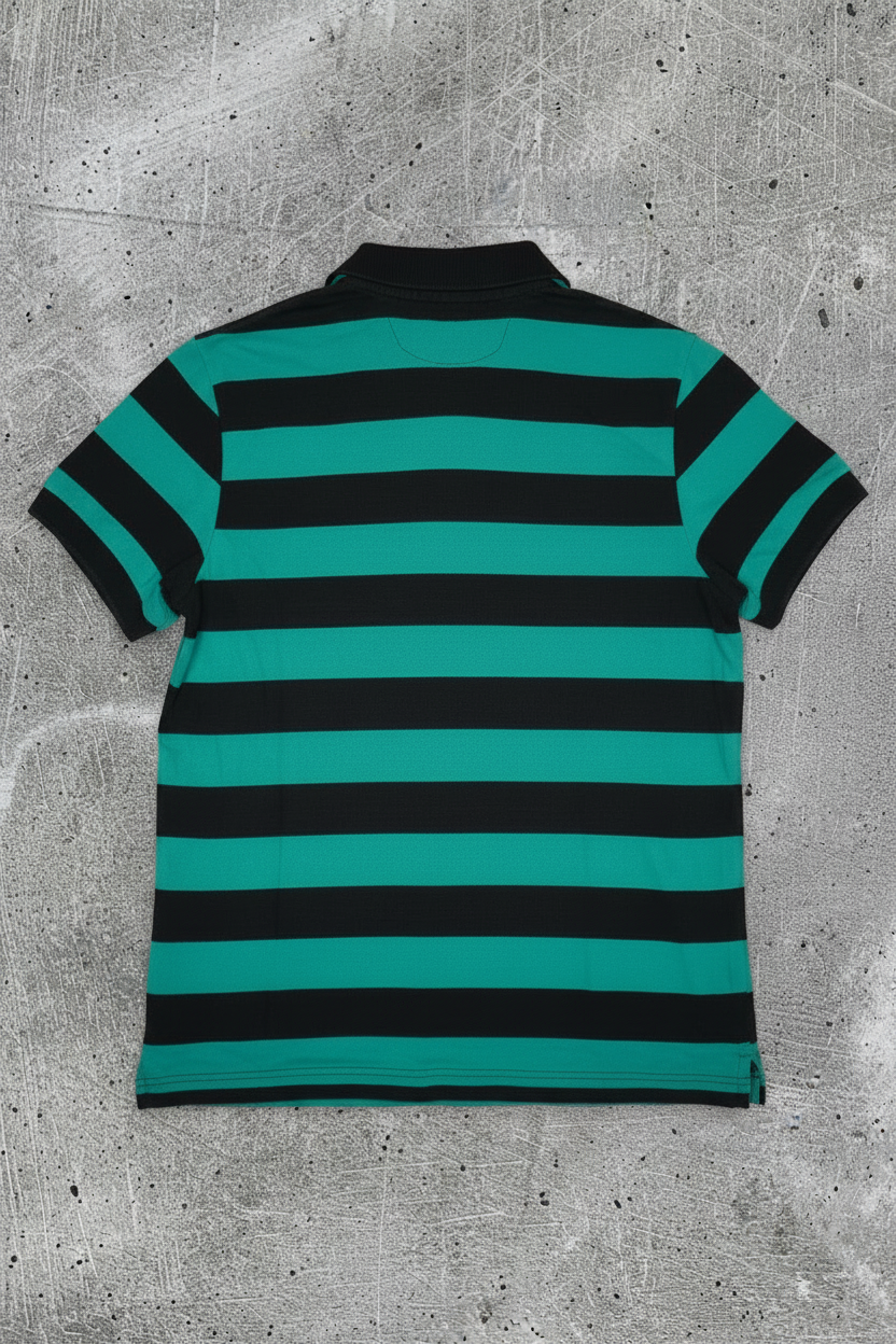 Polo Tommy Hilfiger -  Rayé Noir et Vert - Taille S