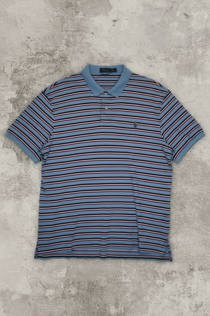 Polo Ralph Lauren - Bleu avec Rayures Rouge, Blanc & Marine - Taille XXL