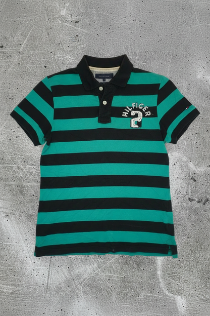 Polo Tommy Hilfiger -  Rayé Noir et Vert - Taille S