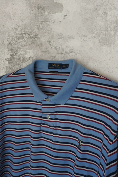 Polo Ralph Lauren - Bleu avec Rayures Rouge, Blanc & Marine - Taille XXL