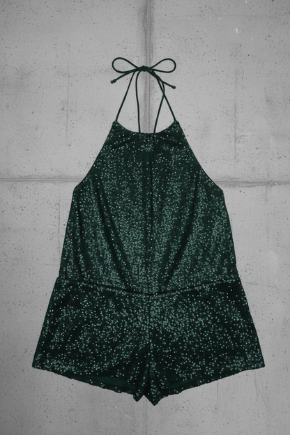 Combinaison de Soirée -  Vert Forêt à Sequins  - Taille L