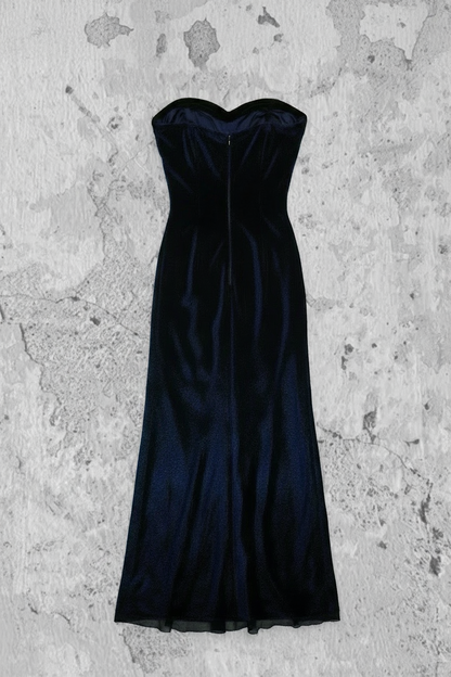 Soiree Robe - MStudios - Noir avec Maille Bleue Réfléchissante - Taille XS